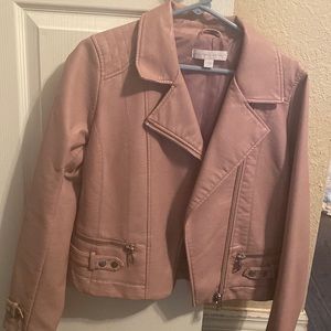 Mauve New York & Company faux leather zipper jacket